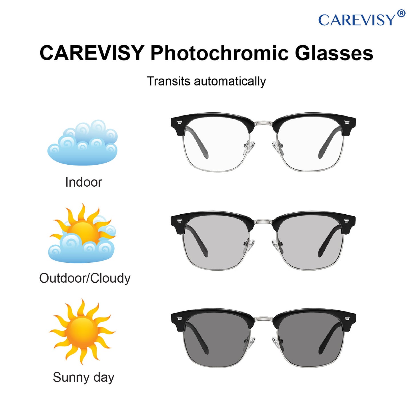 Photochromic Anti Blue Light Glasses Sunglasses C6051