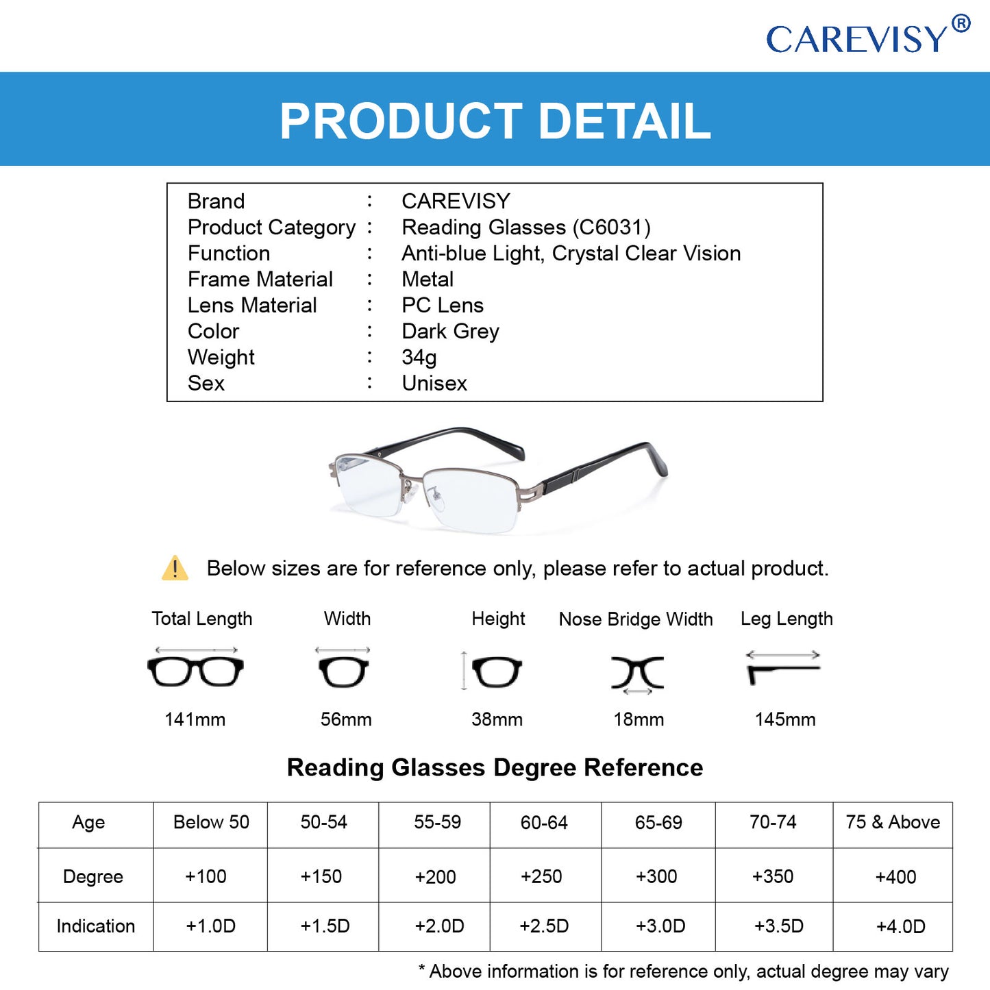 Elegant Anti-Blue Reading Glasses C6031