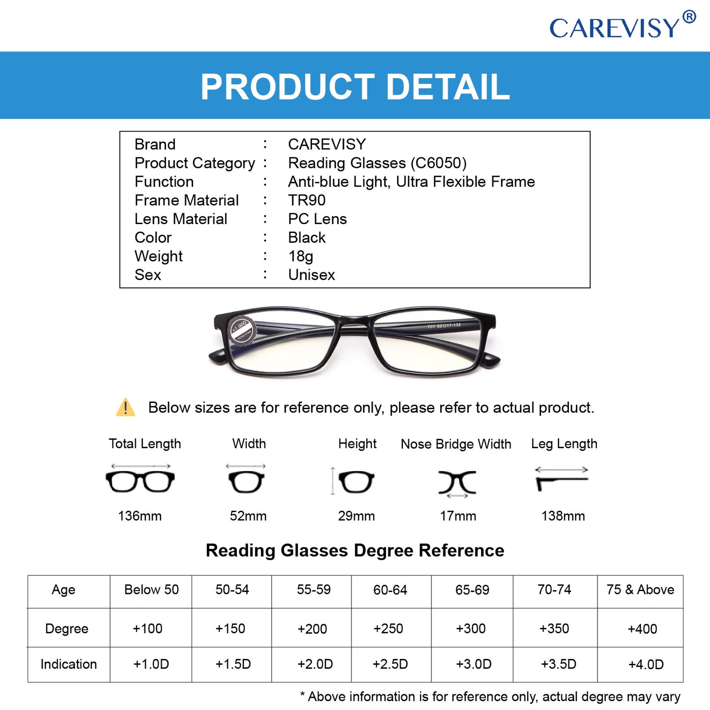 Flexible Anti-Blue Reading Glasses C6050