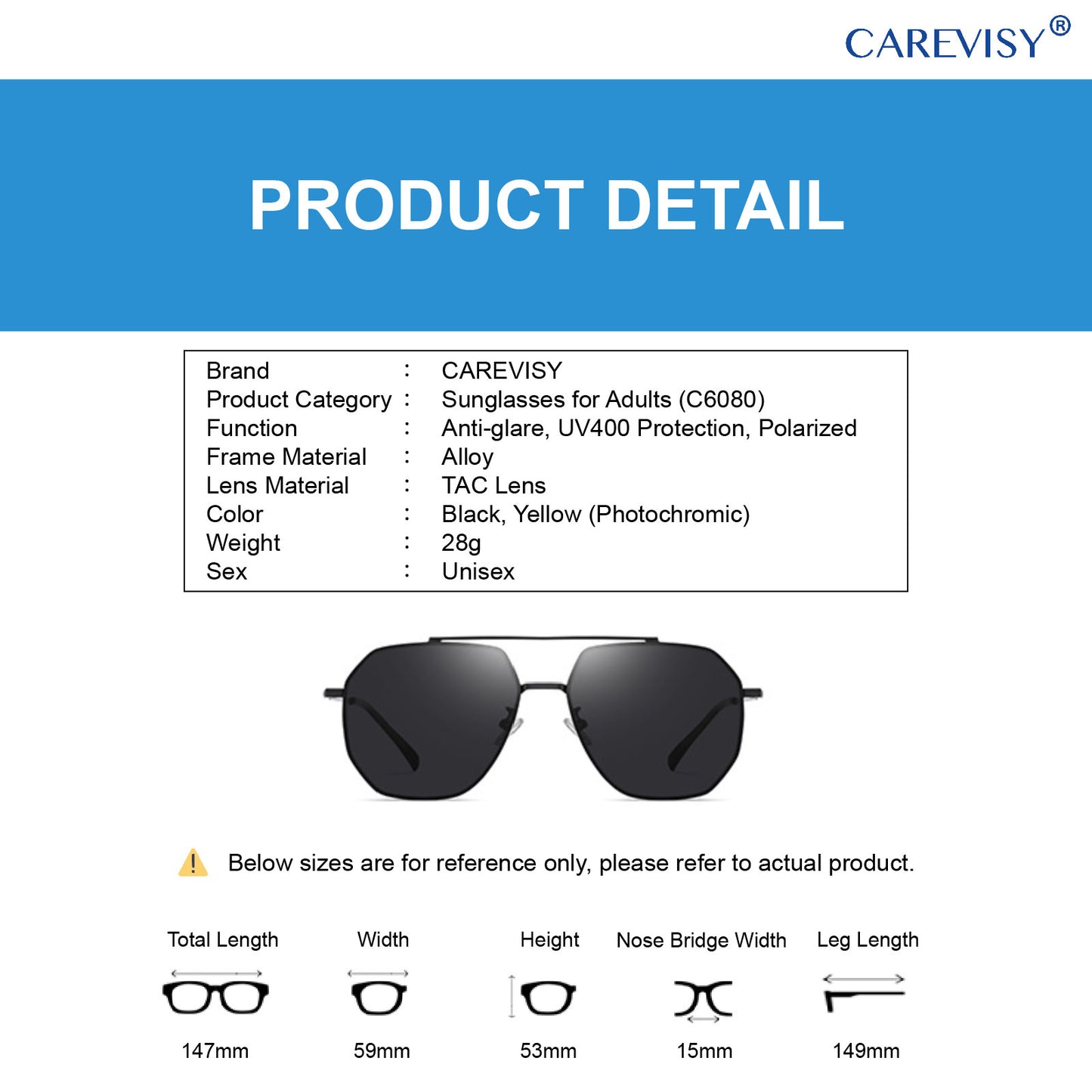 Photochromic Polarized Sunglasses C6080