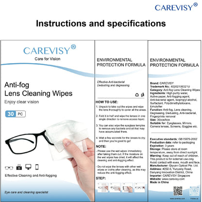 Anti-fog Lens Cleaning Wipes