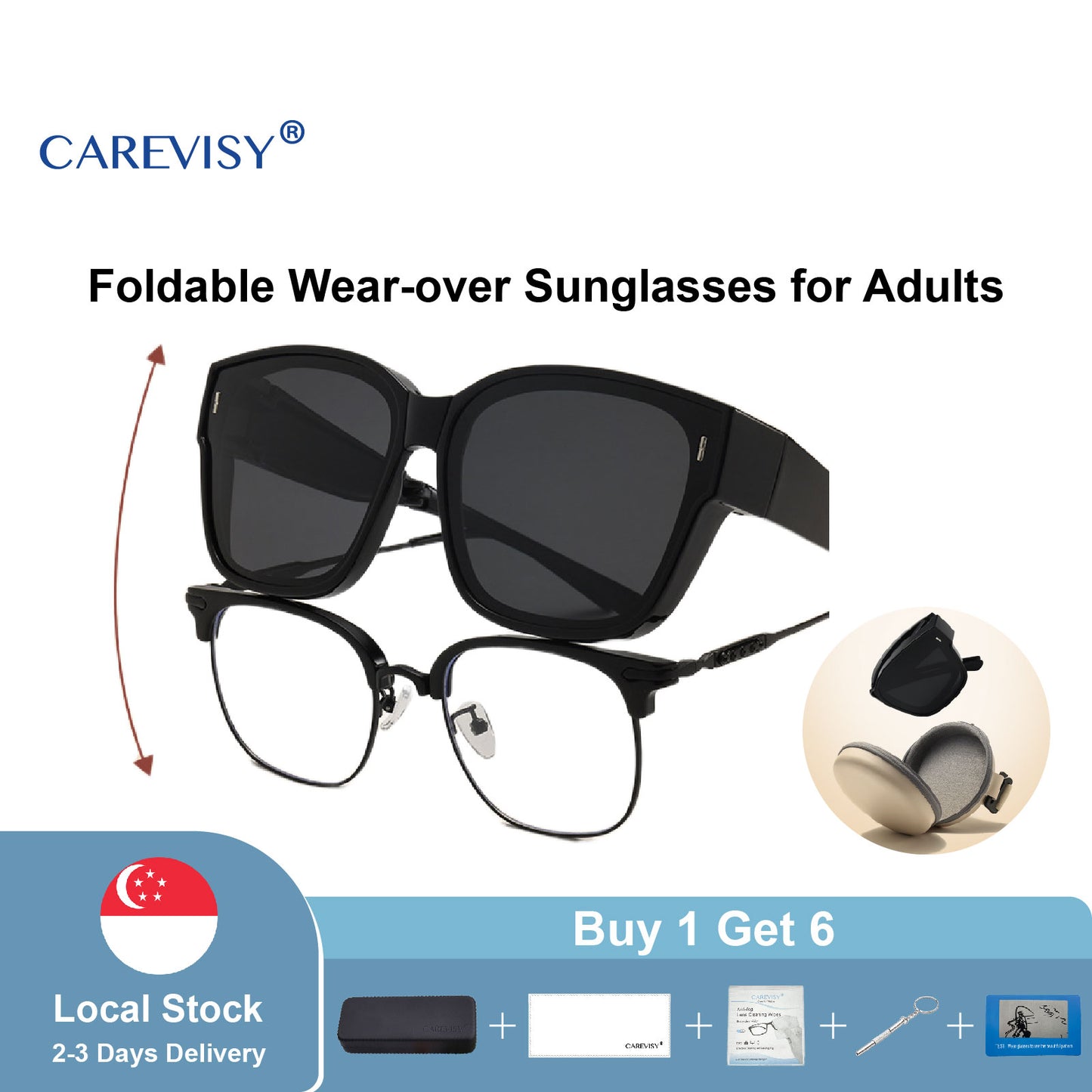 Foldable Wear-over Sunglasses C6097