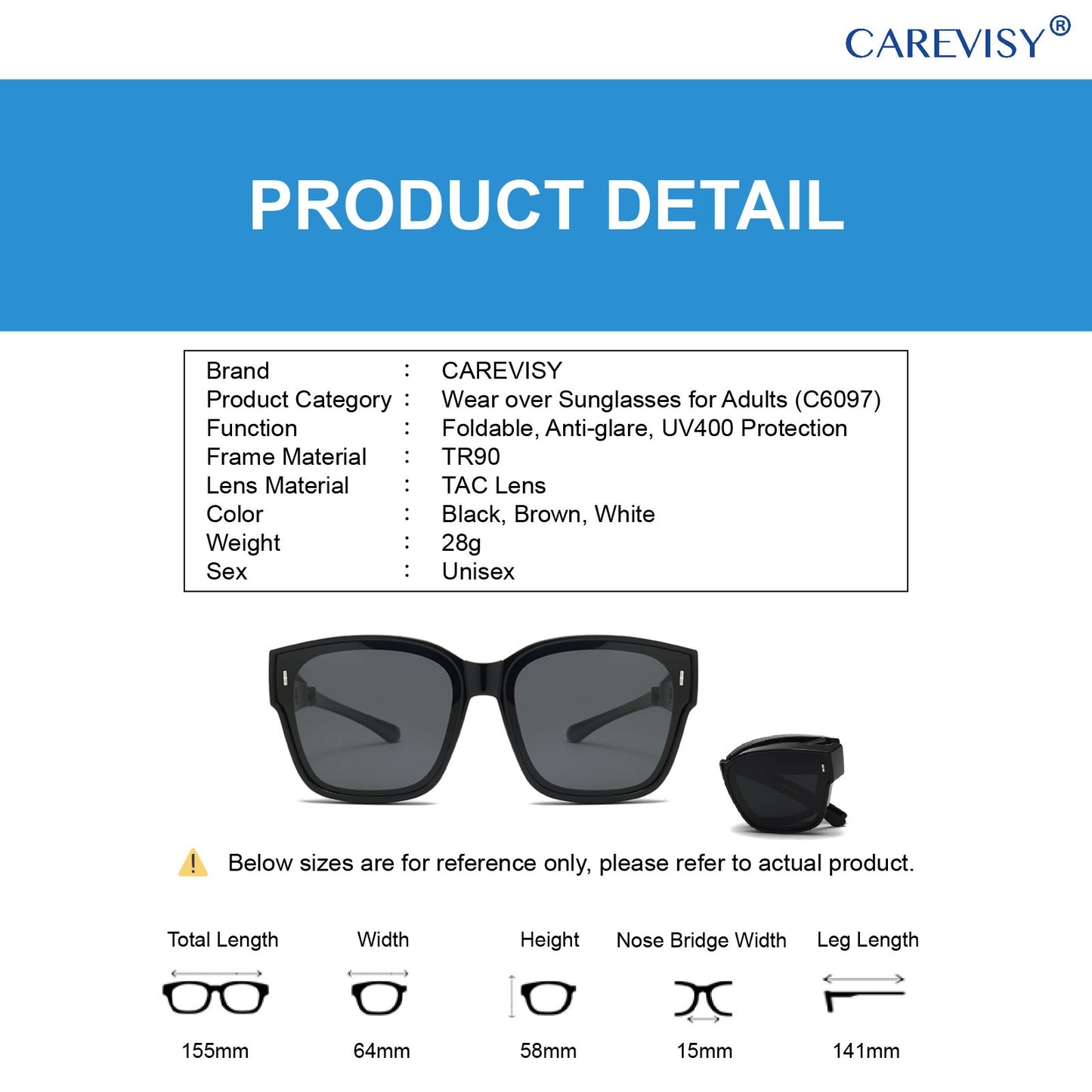 Foldable Wear-over Sunglasses C6097