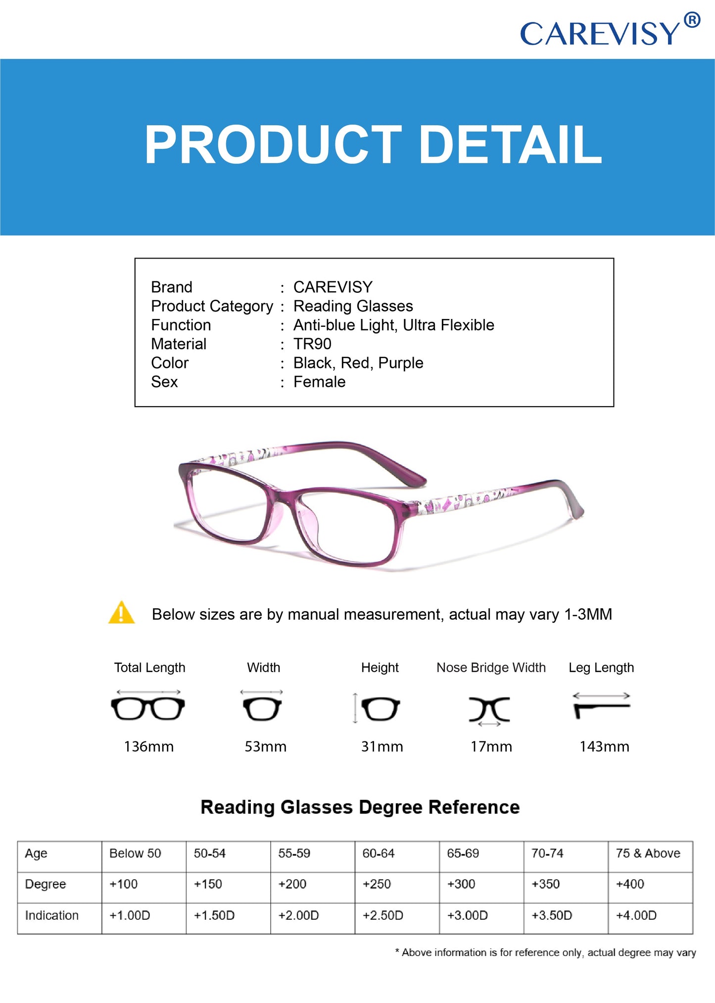 Fashion Anti-blue Light Reading Glasses C6077